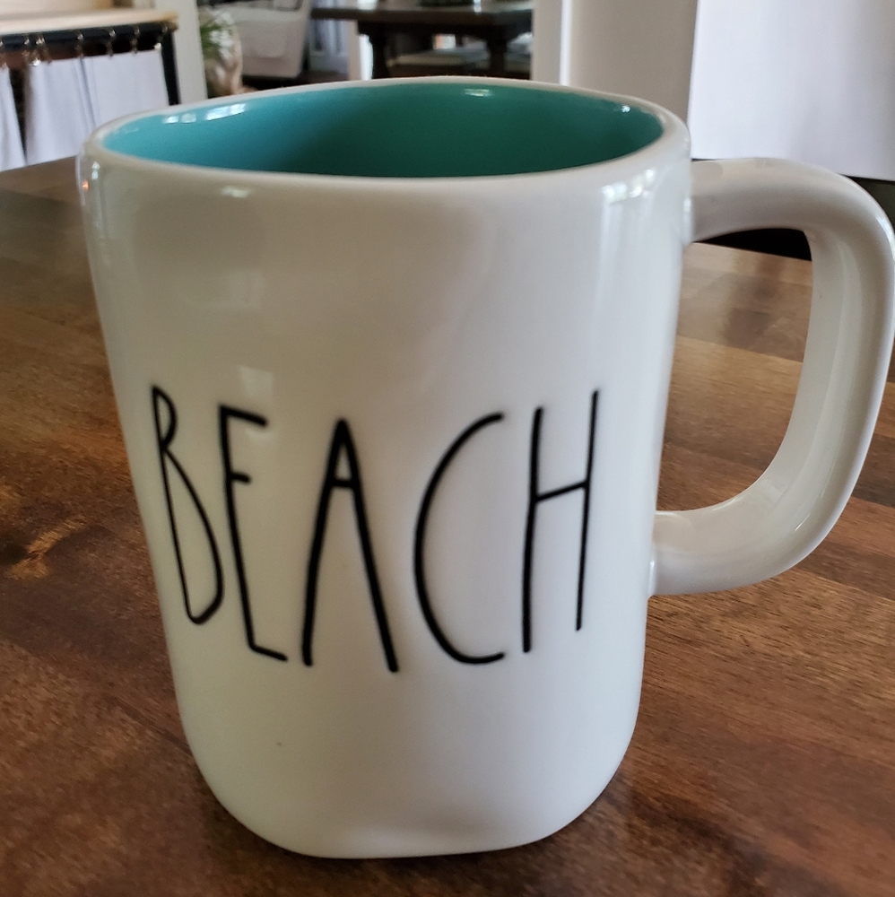 Rae Dunn BEACH turquoise mug